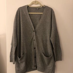Oversized grey wool cardigan